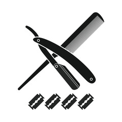 Haircut razor blade and comb vector illustration