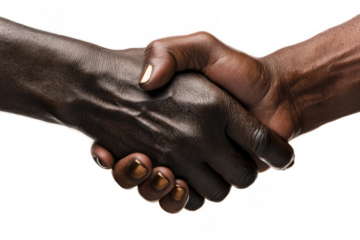 Close-Up of Two African Hands Shaking on Transparent Background for Business Partnership Concept