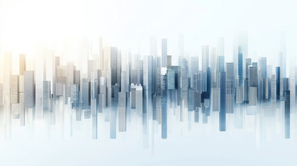 Fototapeta premium Grey skyscrapers forming an uniform city, D Rendering