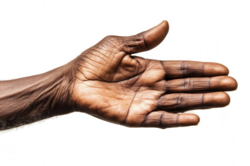 Close-Up of Elderly African Hand on Transparent Background for Medical and Cultural Use