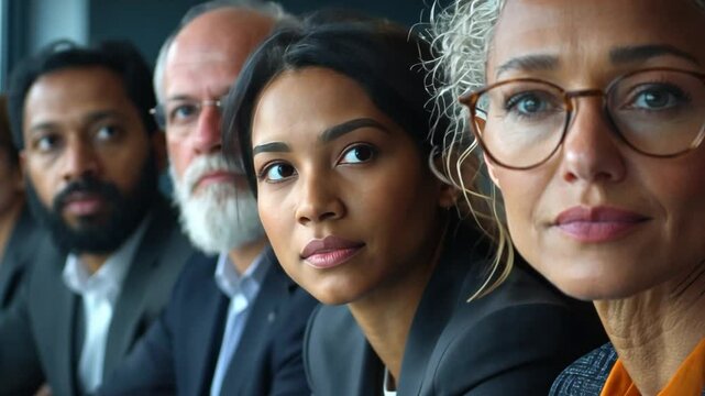 A business meeting with participants of various ages, genders, and ethnicities, emphasizing the strength and creativity that comes from diverse perspectives.