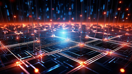Obraz premium Futuristic AI Network with Dynamic Mesh Design
