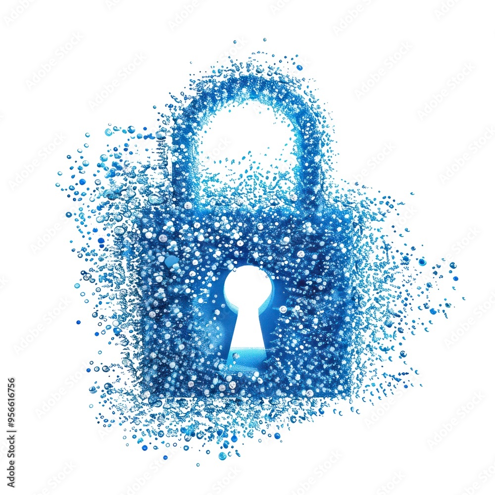 Poster a blue lock with a keyhole in the middle