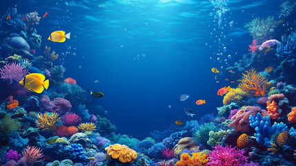 Tropical Underwater Diving Adventure with Colorful Coral and Marine Life in the Red Sea