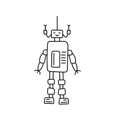Cute robot in doodle style, childish, vector illustration