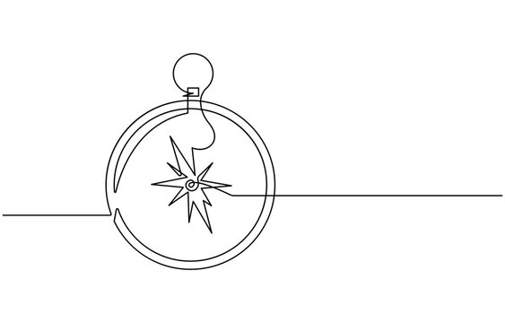 recommend clip art: One continuous line drawing of traveler compass. Old navigate and adventure symbol in simple linear style. Business strategy and adventure concept in editable stroke. Doodle vector illustration