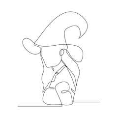 Continuous single line sketch drawing of woman witch wizard magician cone hat halloween costume do magic trick one line vector illustration