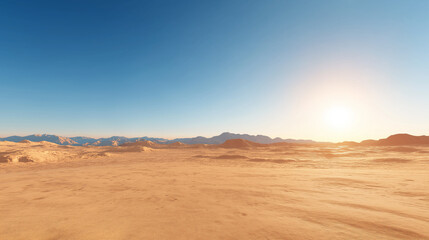 Fototapeta premium Mars landscape, 3d render of imaginary mars planet terrain, science fiction illustration