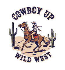 Vintage illustration of cowboy vector t shirt design vector graphic typographic poster or tshirts street wear and Urban style