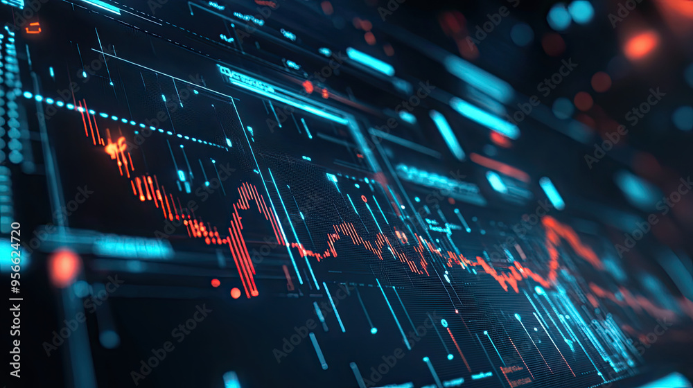 Poster business process automation visual with advanced digital graphs for analyzing distribution and consu