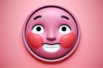Fototapeta premium Charming Emoticon of a Face with Blushing Cheeks