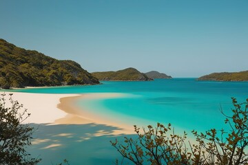 Pale Turquoise and Ivory Scenery with Angled Composition and Tranquil Color Theme