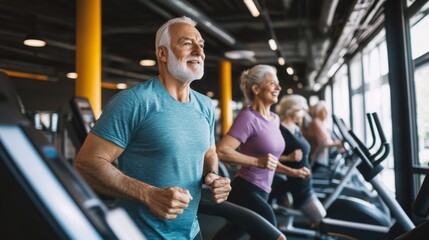 Fototapeta premium Active Seniors Exercising at Gym