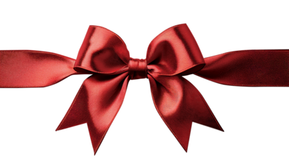 Gift Ribbon with Bow in metallic red on white background.