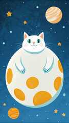 poster cat on a moon