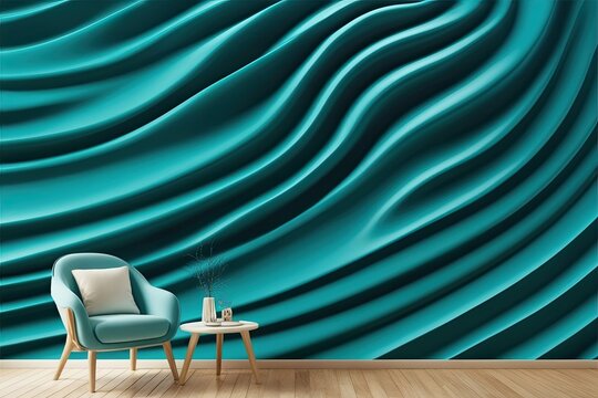 3D Teal Ripple Wave Effect Backdrop Design