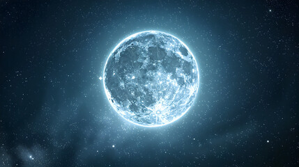 Fototapeta premium Full moon isolated blue moon shining brightly in a dark in the background