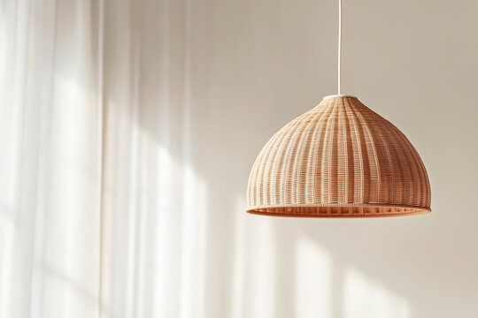 Contemporary wicker pendant lamp with minimalist decoration.
