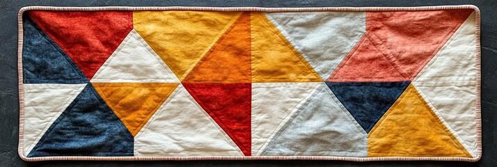 Fototapeta premium Colorful Geometric Quilt in Triangular Patterns
