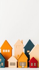 Fototapeta premium Colorful Wooden Toy Houses on White Background.