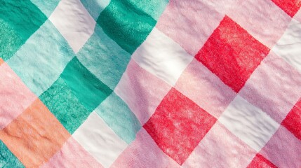 Fototapeta premium gingham pattern in vivid green white and red gradient for Christmas
