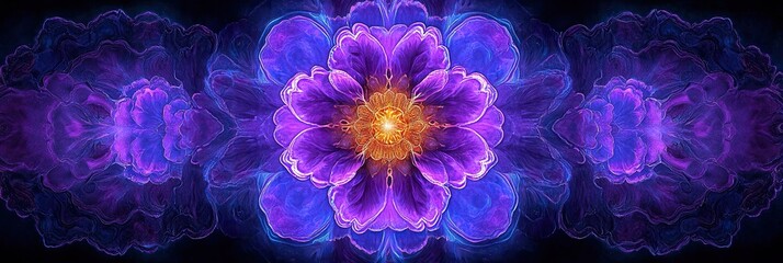 Fototapeta premium Vibrant Abstract Flower in Purple and Orange Hues