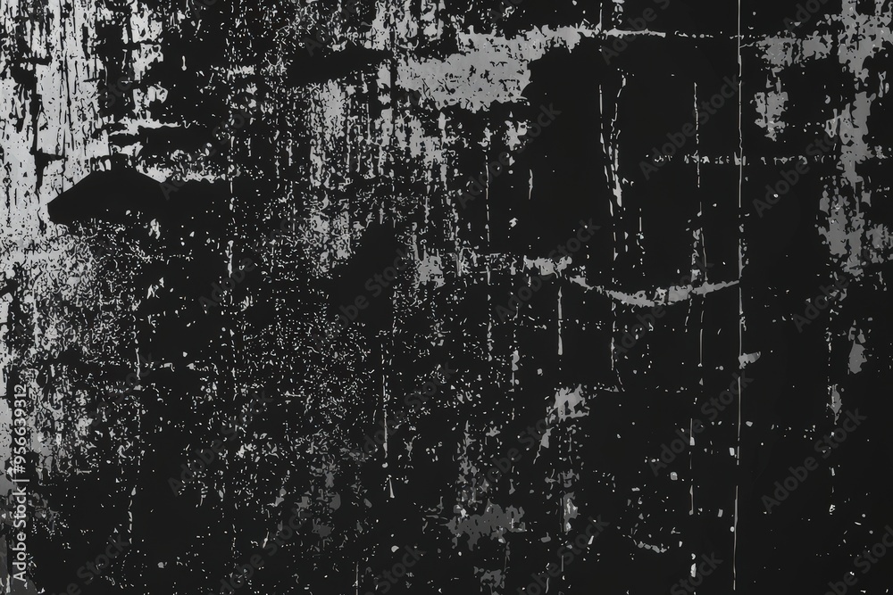 Poster a textured background showcases a blend of black and white tones, revealing scratches and weathered 
