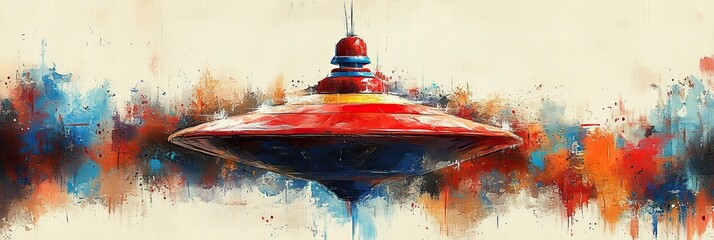 Colorful Spinning Top on Abstract Background
