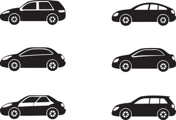 Super car vector image ,6-difference-cars-silhouette-on-white-background vector illustration .eps