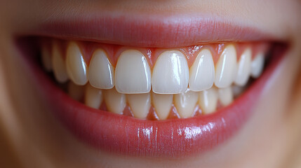 Obraz premium Beautiful straight white teeth close up