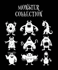 Vector collection of various cute monsters for halloween