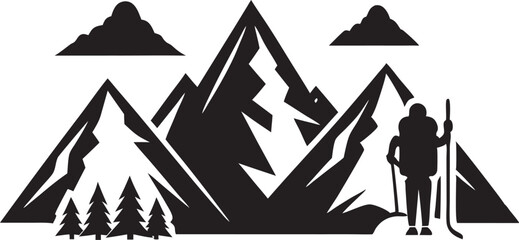 Black mountain vector icon on white background