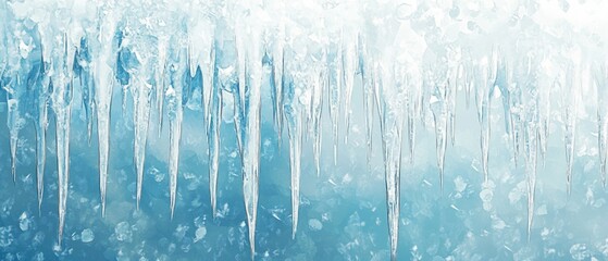 Stylized illustration depicting a mesmerizing arrangement of beautifully formed icicles