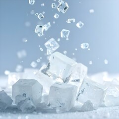 Obraz premium Falling ice cubes, isolated background, heavy light dark background 