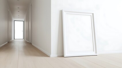 Vertical Black Frame Leaning on Interior Mockup