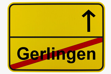 Illustration eines Ortsausgangsschildes von Gerlingen in Baden-Württemberg