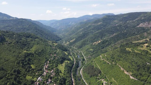 Aerial view of Iskar river Gorge near Lakatnik Rocks, Balkan Mountains, Bulgaria
