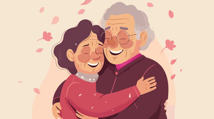 Obraz premium Elderly Family Concept Cute Moving Man and Woman