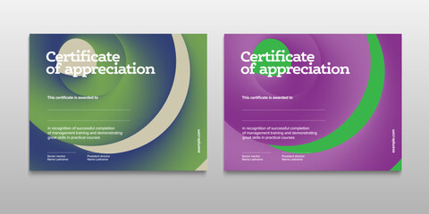 Certificate of appreciation template design. Elegant business diploma layout for training graduation or course completion. Vector background illustration.