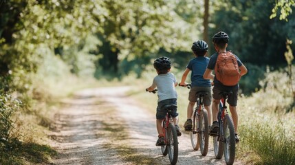 Obraz premium Kids Riding Bikes on a Scenic Path