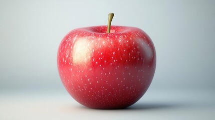 hyperrealistic rendering of a perfect red apple against pure white background crisp details in skin texture stem and subtle shadows vibrant appetizing appearance with natural lighting