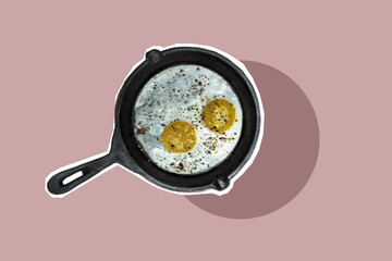 Pan with sunny side eggs in it