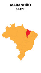 Maranhão Map is highlighted on the Brazil map with detailed state and region outlines.