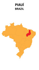 Piauí Map is highlighted on the Brazil map with detailed state and region outlines.