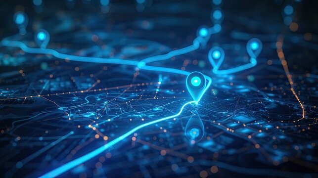 Navigation Route on Digital City Map