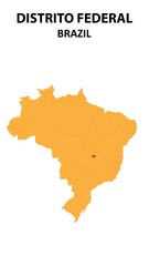 Distrito Federal Map is highlighted on the Brazil map with detailed state and region outlines.