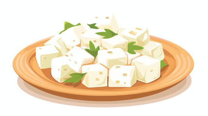 Indian Paneer Indian Cheese Flat Vector Illustration