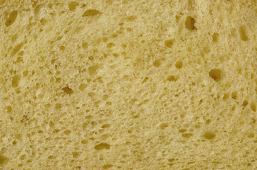 Close-up view of sliced white bread showing its soft texture background with a focus on the crumb structure and air pockets.