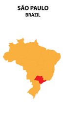 São Paulo Map is highlighted on the Brazil map with detailed state and region outlines.