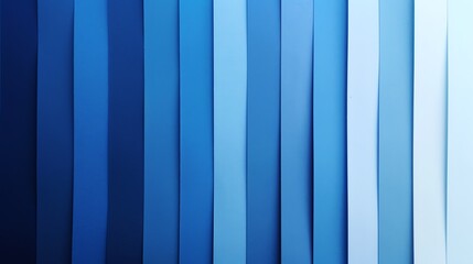 A wall of vertical paint swatches in shades of blue.